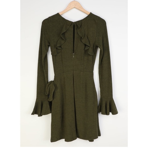 LULU’S Olive Green Wrap Sweater Dress - Size Small - Picture 2 of 6